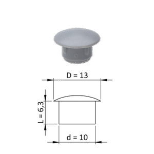 Vnitřní plastová krytka kulatá ø 13 mm, otvor ø 10 mm