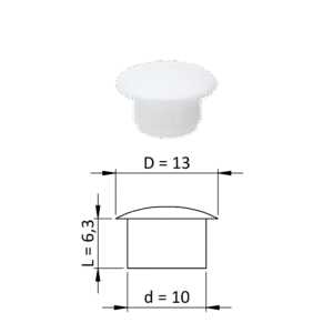 Vnitřní plastová krytka kulatá ø 13 mm, otvor ø 10 mm
