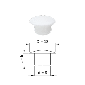 Vnitřní plastová krytka kulatá ø 13 mm, otvor ø 8 mm