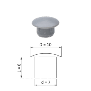 Vnitřní plastová krytka kulatá ø 10 mm, otvor ø 7 mm