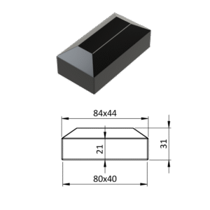 Vnější krytka 40 x 80 mm, plastová PE, černá