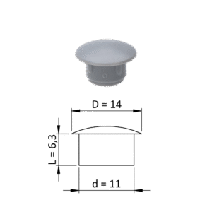 Vnitřní plastová krytka kulatá ø 14 mm, otvor ø 11 mm