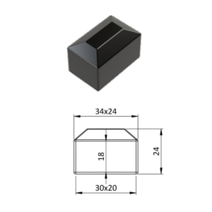 Vnější krytka 20 x 30 mm, plastová PE, černá