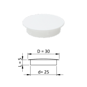 Vnitřní plastová krytka kulatá ø 30 mm, otvor ø 25 mm