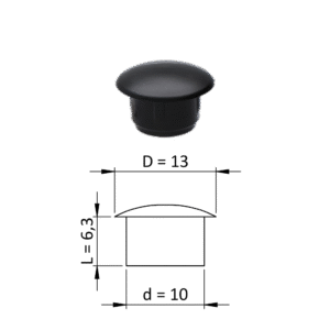 Vnitřní plastová krytka kulatá ø 13 mm, otvor ø 10 mm