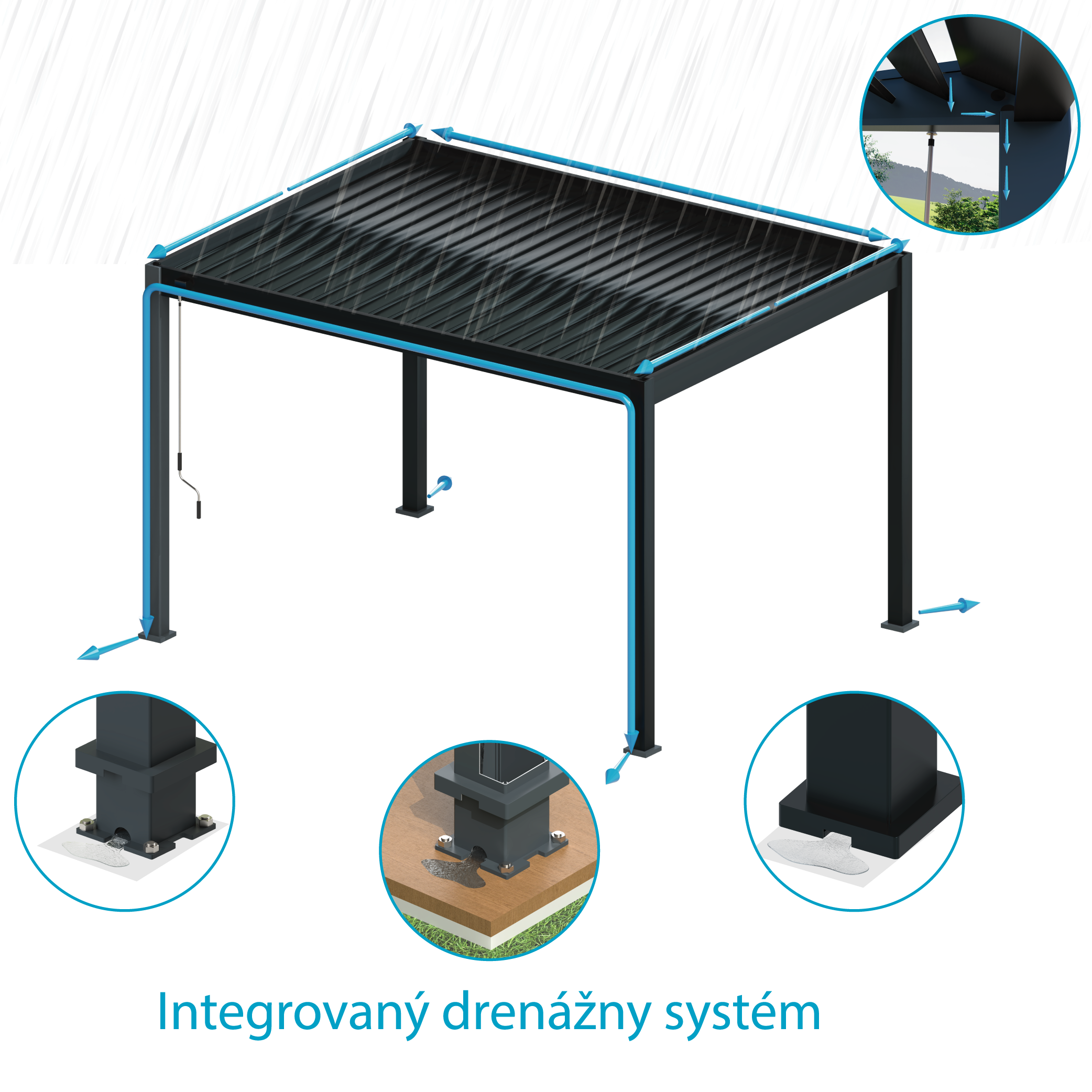 Bioklimatická pergola, hliníková 3 x 4 m, volně stojící - Obrázek 2