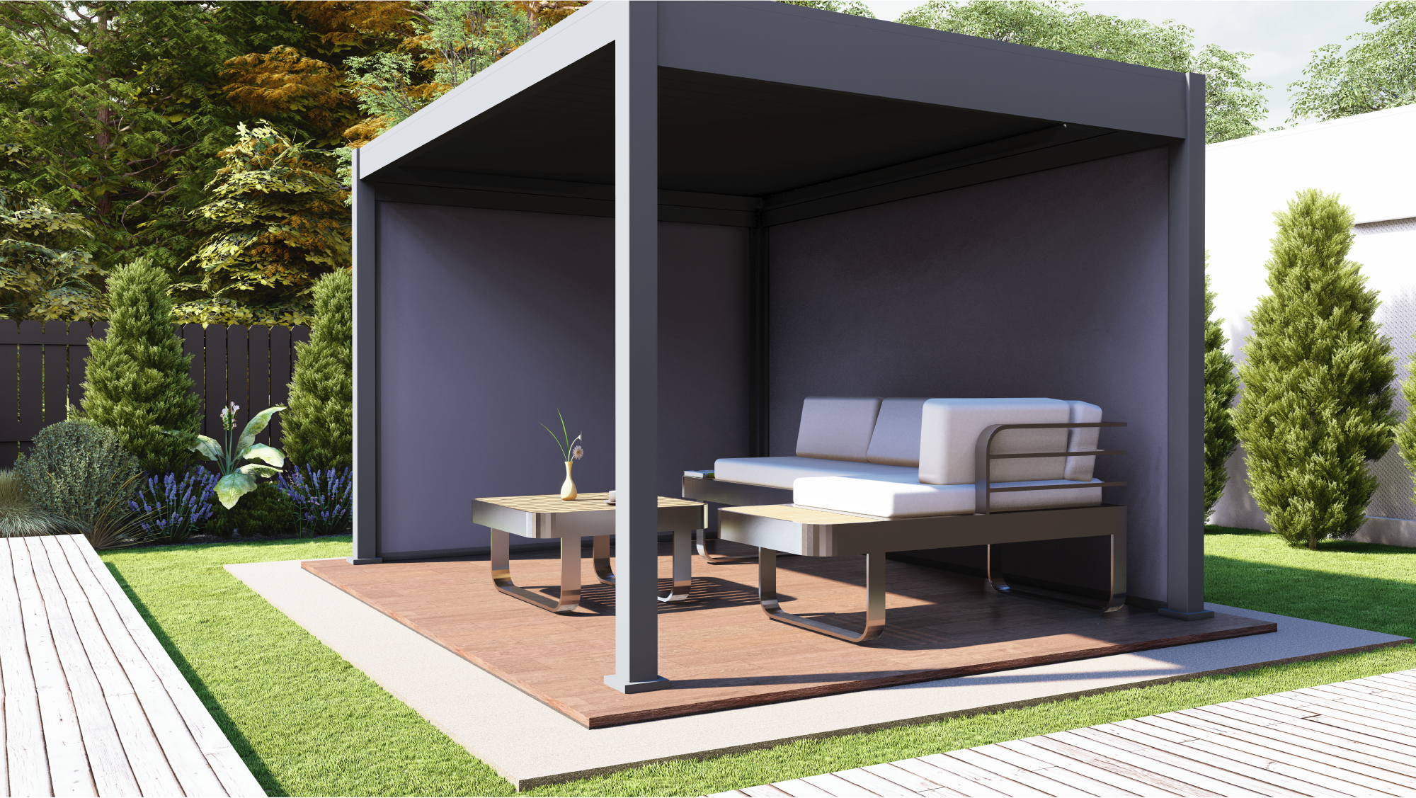 Rolovací stěna pro pergolu 4 m - Obrázek 3