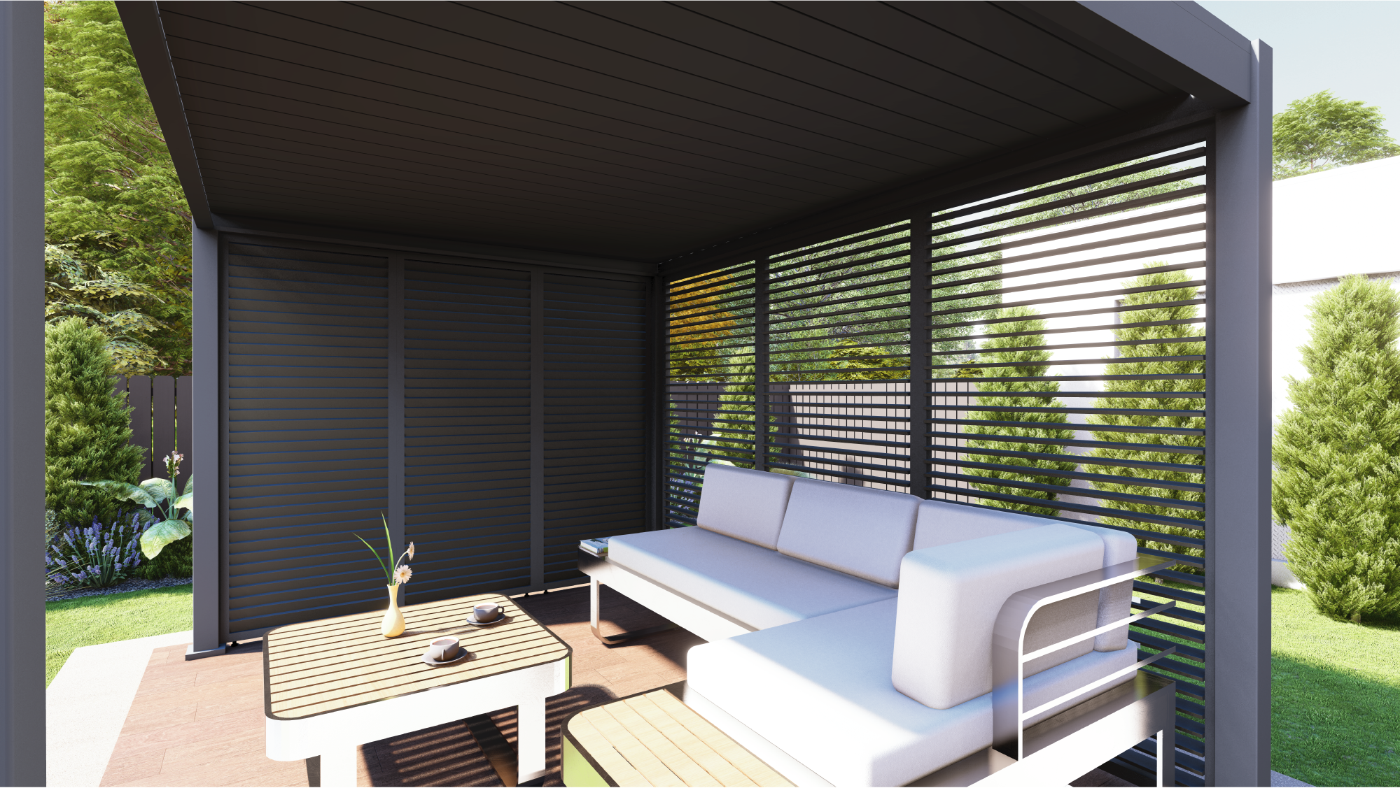 Horizontální lamelový panel pro pergolu 1 m, otočný - Obrázek 3