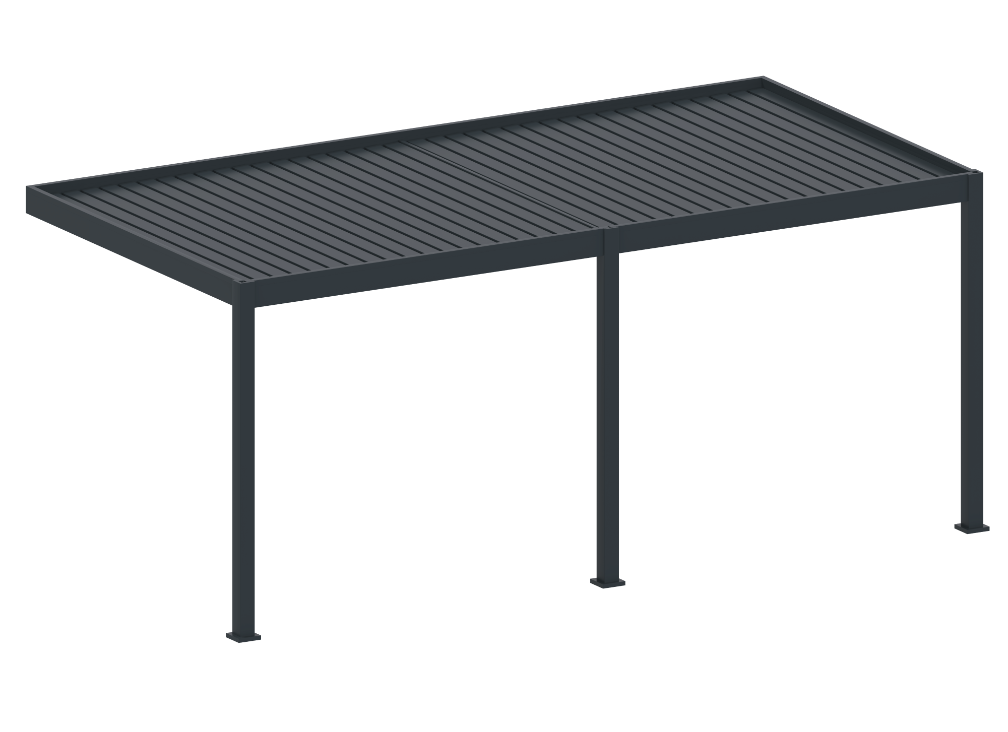 Bioklimatická pergola, hliníková 3 x 6 m, montovaná na stěnu