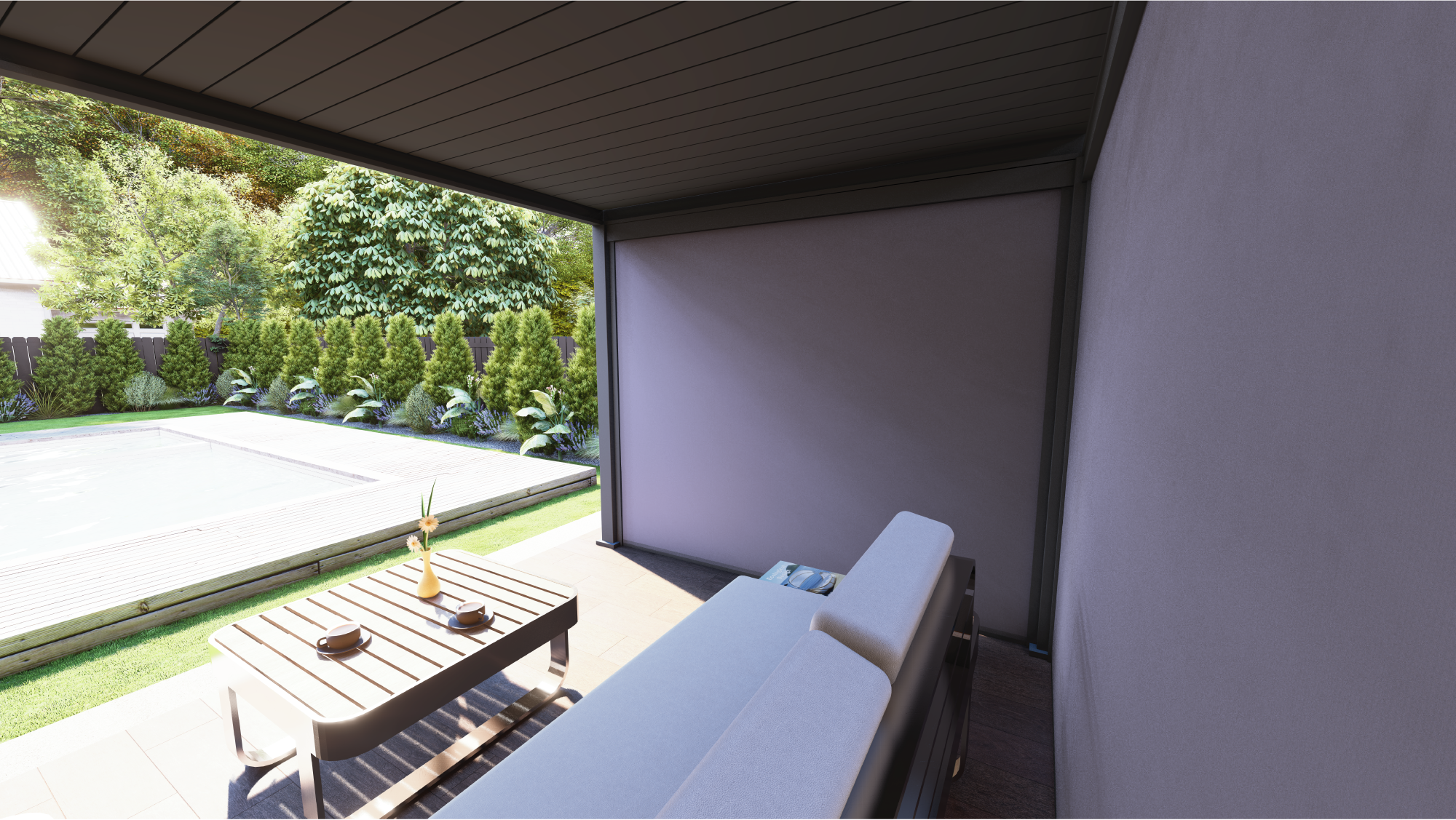 Rolovací stěna pro pergolu 3 m - Obrázek 4