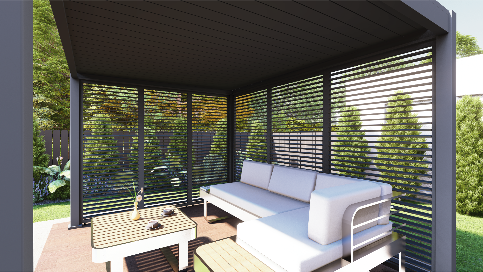 Horizontální lamelový panel pro pergolu 1 m, otočný - Obrázek 4