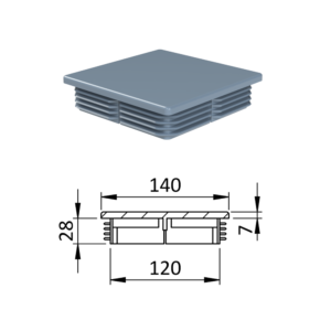 Krytka plastová 140 x 140 mm, šedá