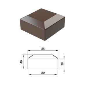 Vnější krytka 80 x 80 mm, plastová PE, hnědá