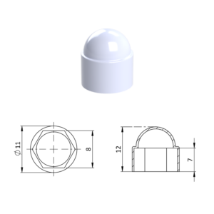 Krytka plastová na matice a šrouby M5, bílá