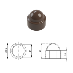 Krytka plastová na matice a šrouby M12, hnědá