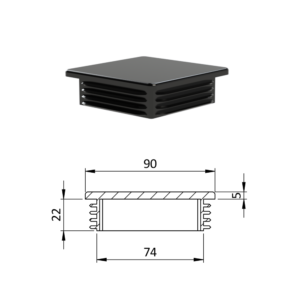 Krytka plastová 90 x 90 mm, černá