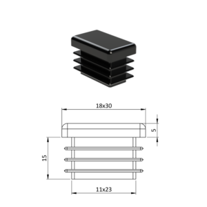 Krytka plastová 18 x 30 mm, černá