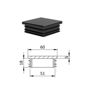 Krytka plastová 60 x 60 mm, černá