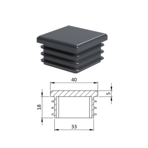 Krytka plastová 40 x 40 mm, antracit