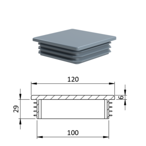 Krytka plastová 120 x 120 mm, šedá