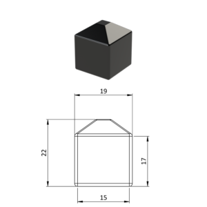 Vnější krytka 15 x 15 mm, plastová PE, černá