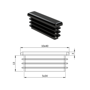 Krytka plastová 10 x 40 mm, černá