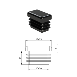 Krytka plastová 15 x 25 mm, černá