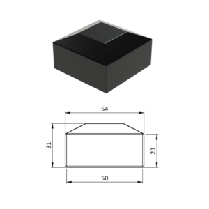 Vnější krytka 50 x 50 mm, plastová PE, černá