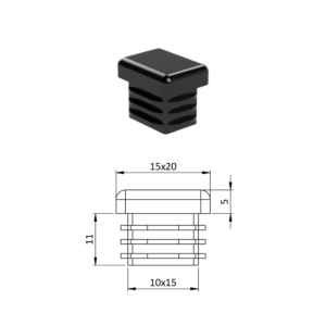 Krytka plastová 15 x 20 mm, černá