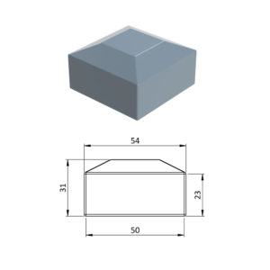 Vnější krytka 50 x 50 mm, plastová PE, šedá