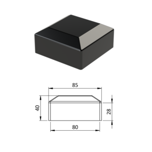 Vnější krytka 80 x 80 mm, plastová PE, černá