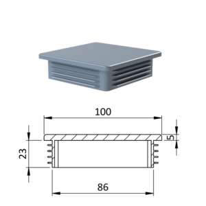 Krytka plastová 100 x 100 mm, šedá