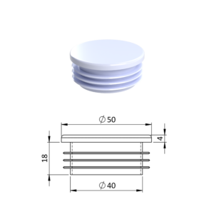 Vnitřní krytka kulatá ø 50 mm, plastová, bílá