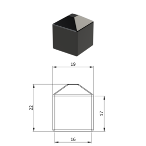 Vnější krytka 16 x 16 mm, plastová PE, černá