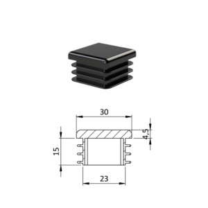 Krytka plastová 30 x 30 mm, černá