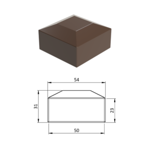 Vnější krytka 50 x 50 mm, plastová PE, hnědá
