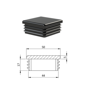 Krytka plastová 50 x 50 mm, černá