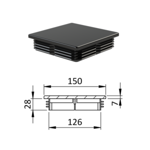 Krytka plastová 150 x 150 mm, černá