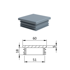 Krytka plastová 60 x 60 mm, šedá