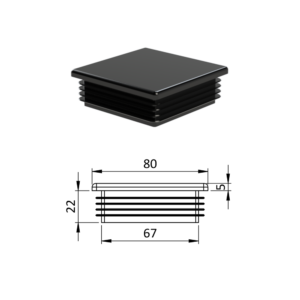 Krytka plastová 80 x 80 mm, černá