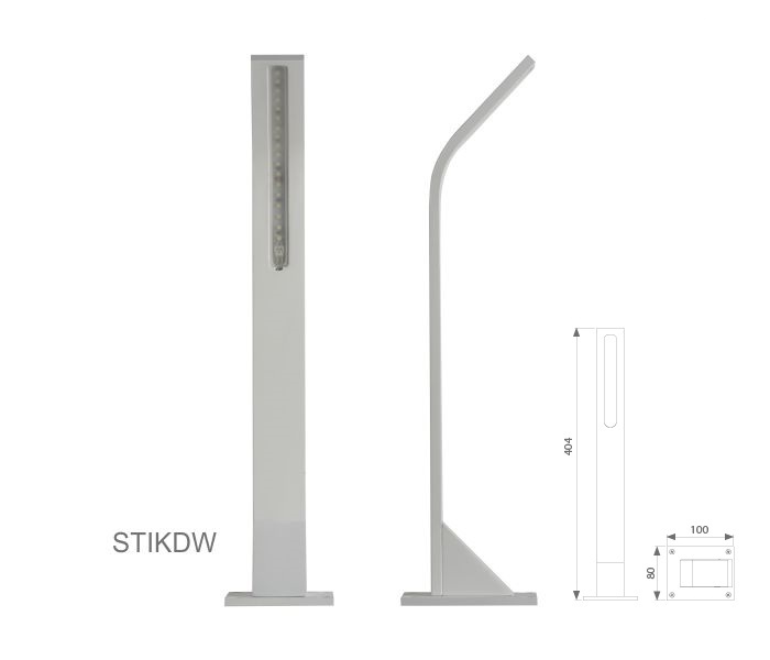 Venkovní LED osvětlení STIK S, barva RAL9010, H-404mm