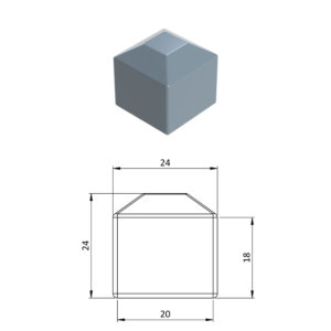 Vnější krytka 20 x 20 mm, plastová PE, šedá