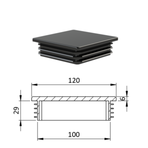 Krytka plastová 120 x 120 mm, černá