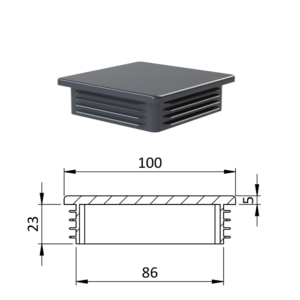 Krytka plastová 100 x 100 mm, antracit