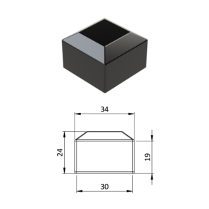 Vnější krytka 30 x 30 mm, plastová PE, černá