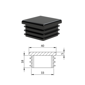 Krytka plastová 40 x 40 mm, černá