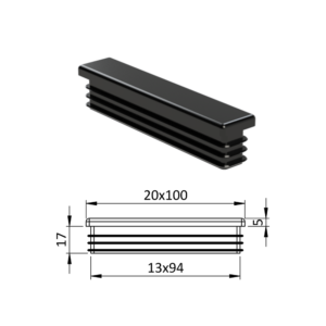 Krytka plastová 20 x 100 mm, černá