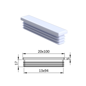 Krytka plastová 20 x 100 mm, bílá