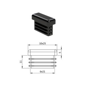 Krytka plastová 10 x 25 mm, černá