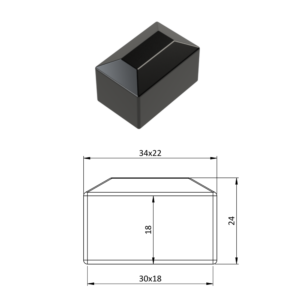 Vnější krytka 18 x 30 mm, plastová PE, černá